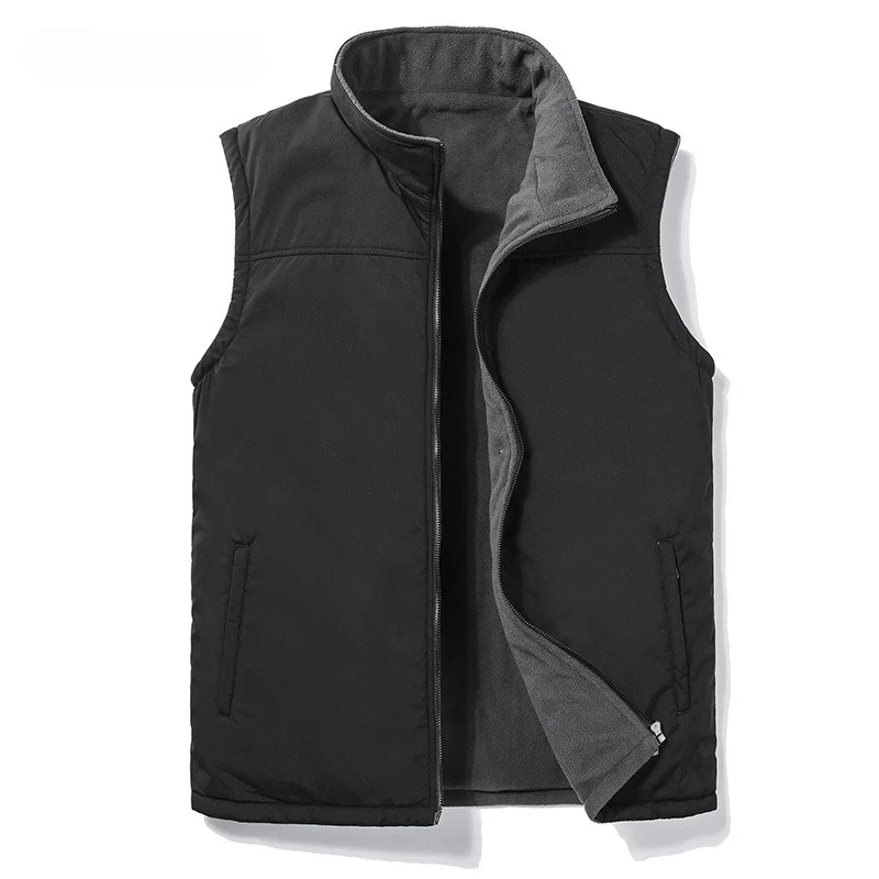 

2025 Winter Mens Vests Fashion Fleece Warm Waistcoats Casual Outwear Thermal Softshell Vests Man Sleeveless Jacket