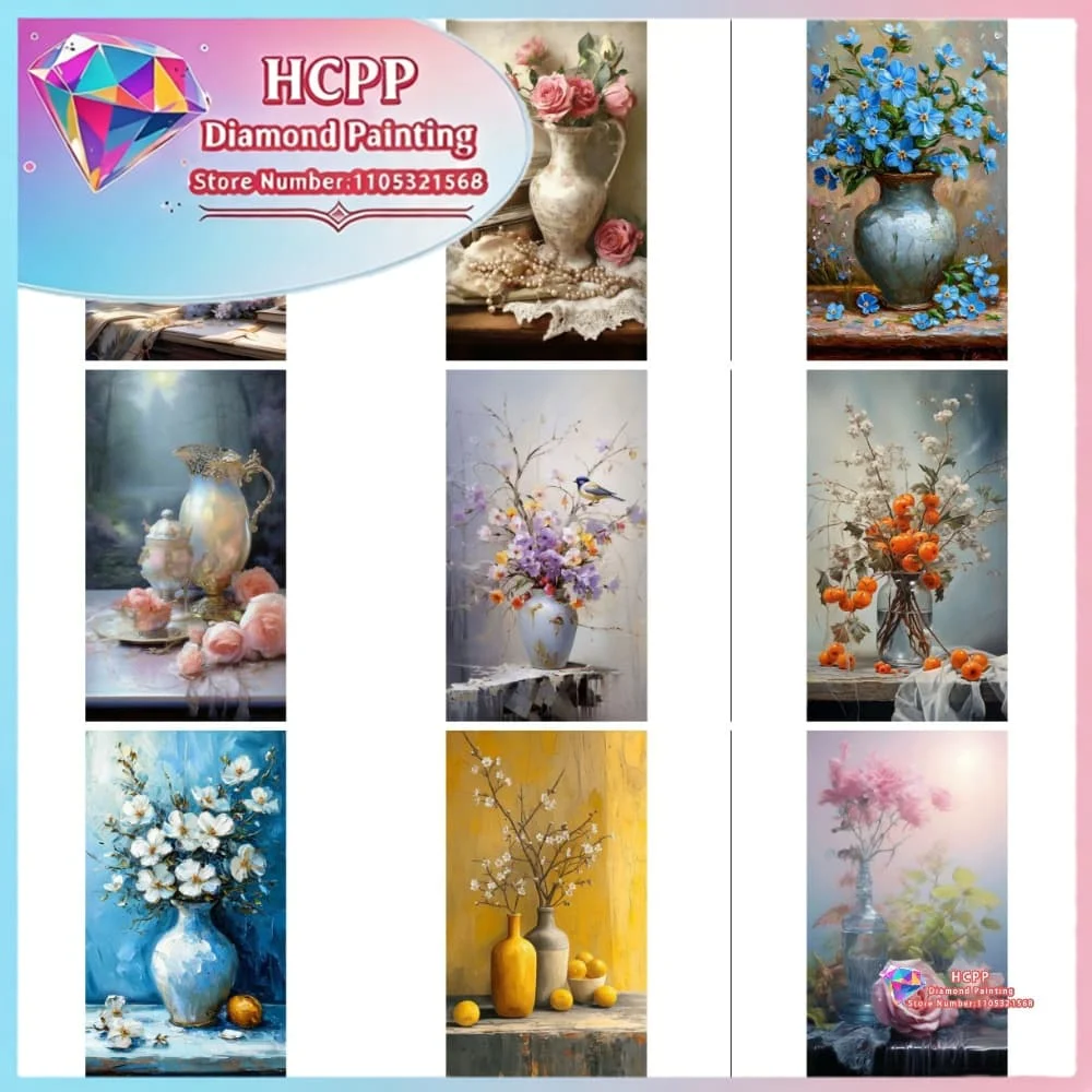 Aquarell-Vasen-Diamantmalerei-Set Quadratische und Runde Diamanten 5D DIY Mosaik Handgemachte Kunst Einzigartiges Exquisites Geschenk Handwerk Heimdekoration