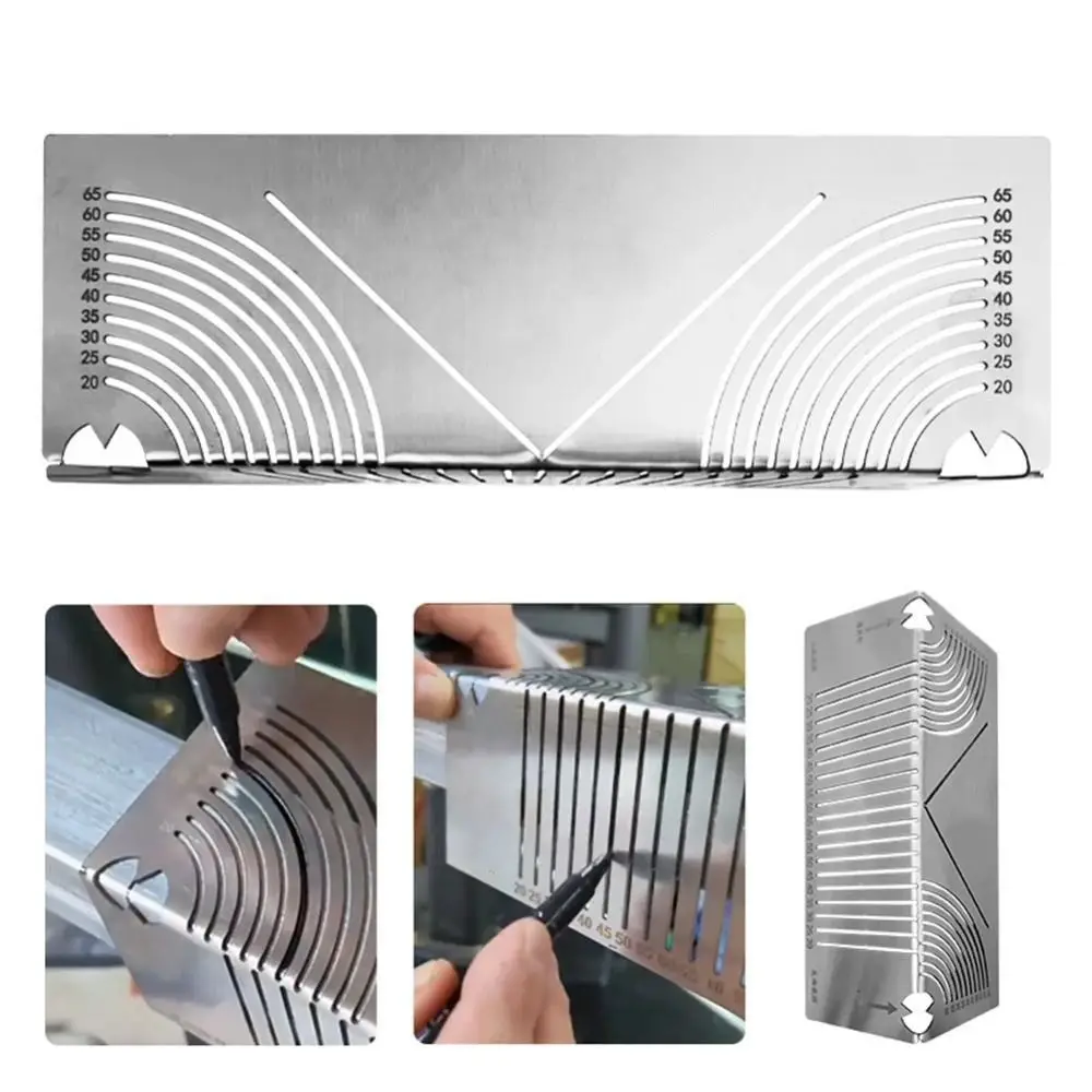 Stainless Steel Square Tube Folding Ruler Metal Marking Smooth Arcs Four-sided Ruler Multifunction Precise 90-degree Angles