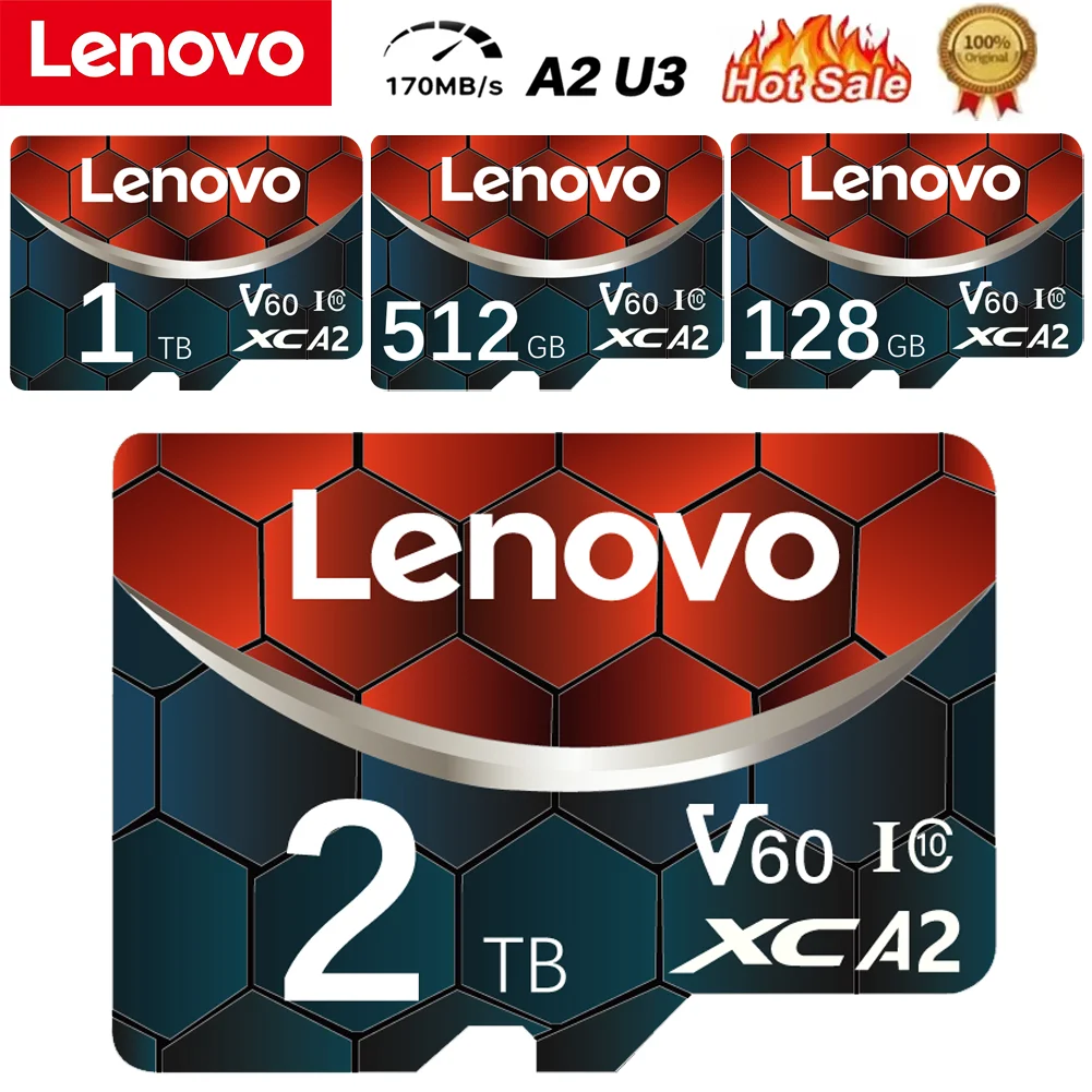 Lenovo 2TB V30 Micro TF SDXC 1TB Memory Card UHS-I U3 High-Speed 128GB 512GB SD Card For Phone/Cameras/MP3/MP4