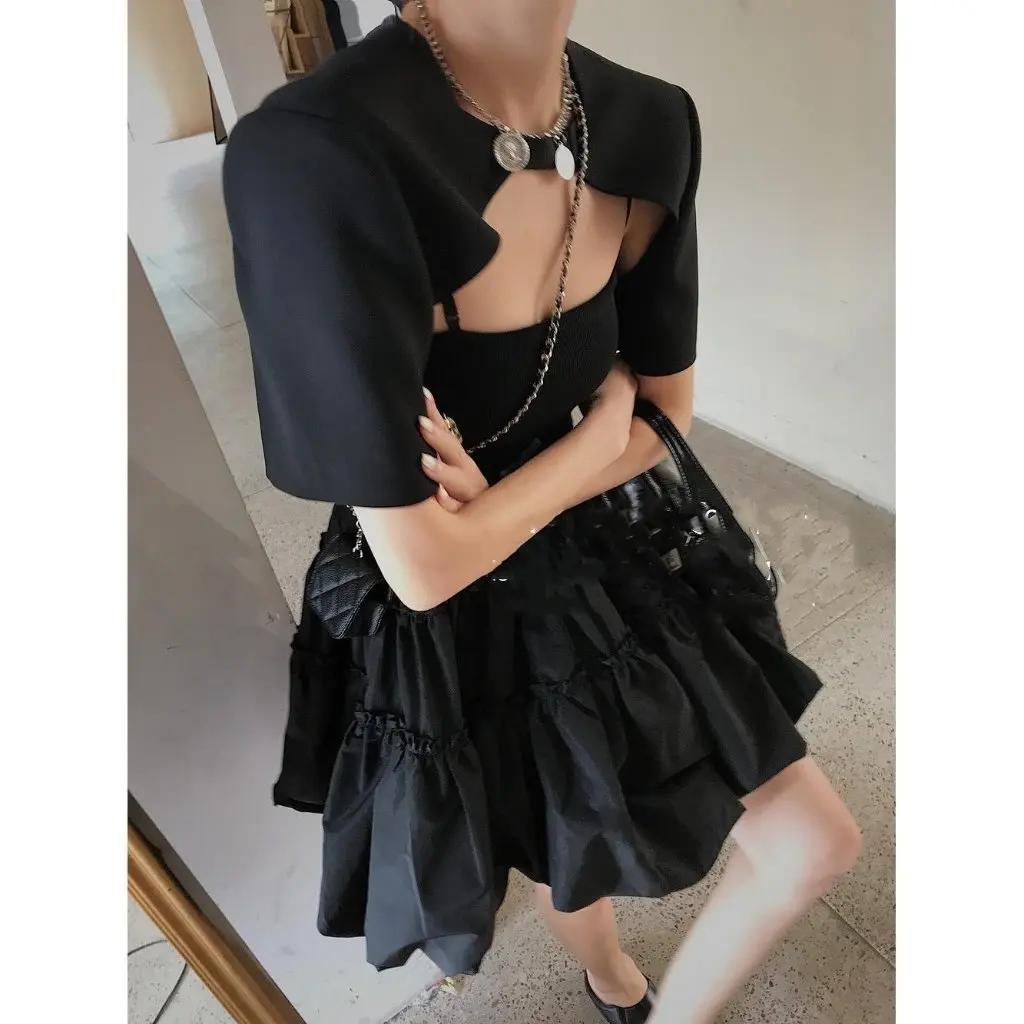 

Spring Dark Style Retro All-match Small Shirt French Niche Shawl Collar Short-Sleeved Women's Fashion Top
