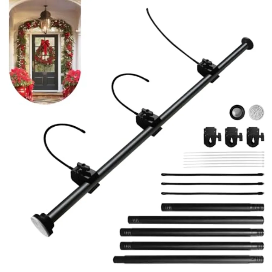 

Держатель для гирлянды на дверной проем, регулируемый 19-80 дюймов, сверхпрочный, для украшения двери на Рождество и Хэллоуин