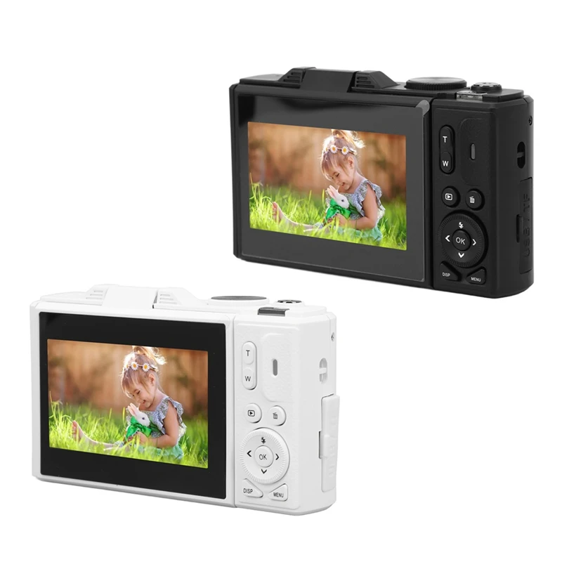 ●Retro Digital Camera 64MP Stabilization Video Pause Function 3 Inch IPS Screen Digital Camera for Vlogging Black