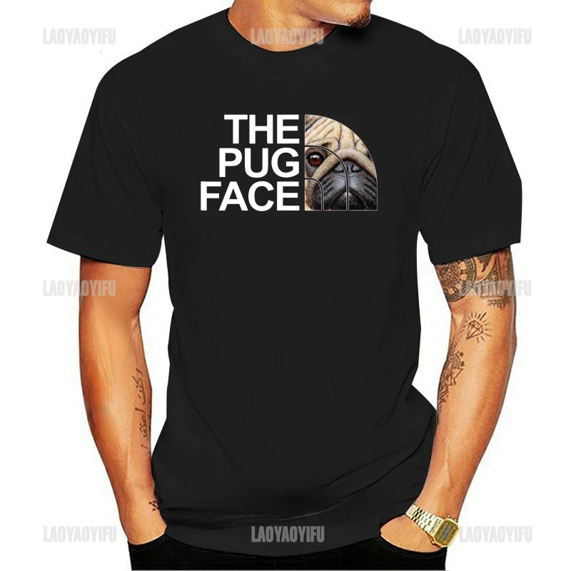 Funny The Pug Face Dog Printed T-shirt Tops Y2k Clothes Graphic T Shirts Men Women Clothes  Short-sleev  O-neck Cotton Tee