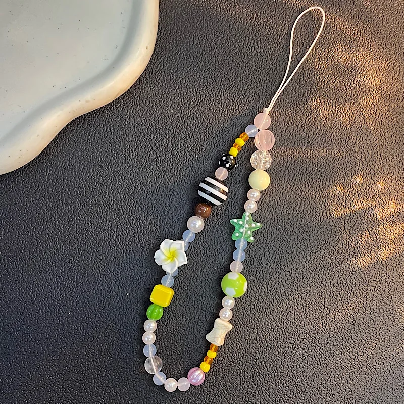 Cute Summer Coconut Tree Phone Chain Color Bead Phone Pendant Pink CCD Pendant Phone Chain Camera Pendant For iPhone 17 16
