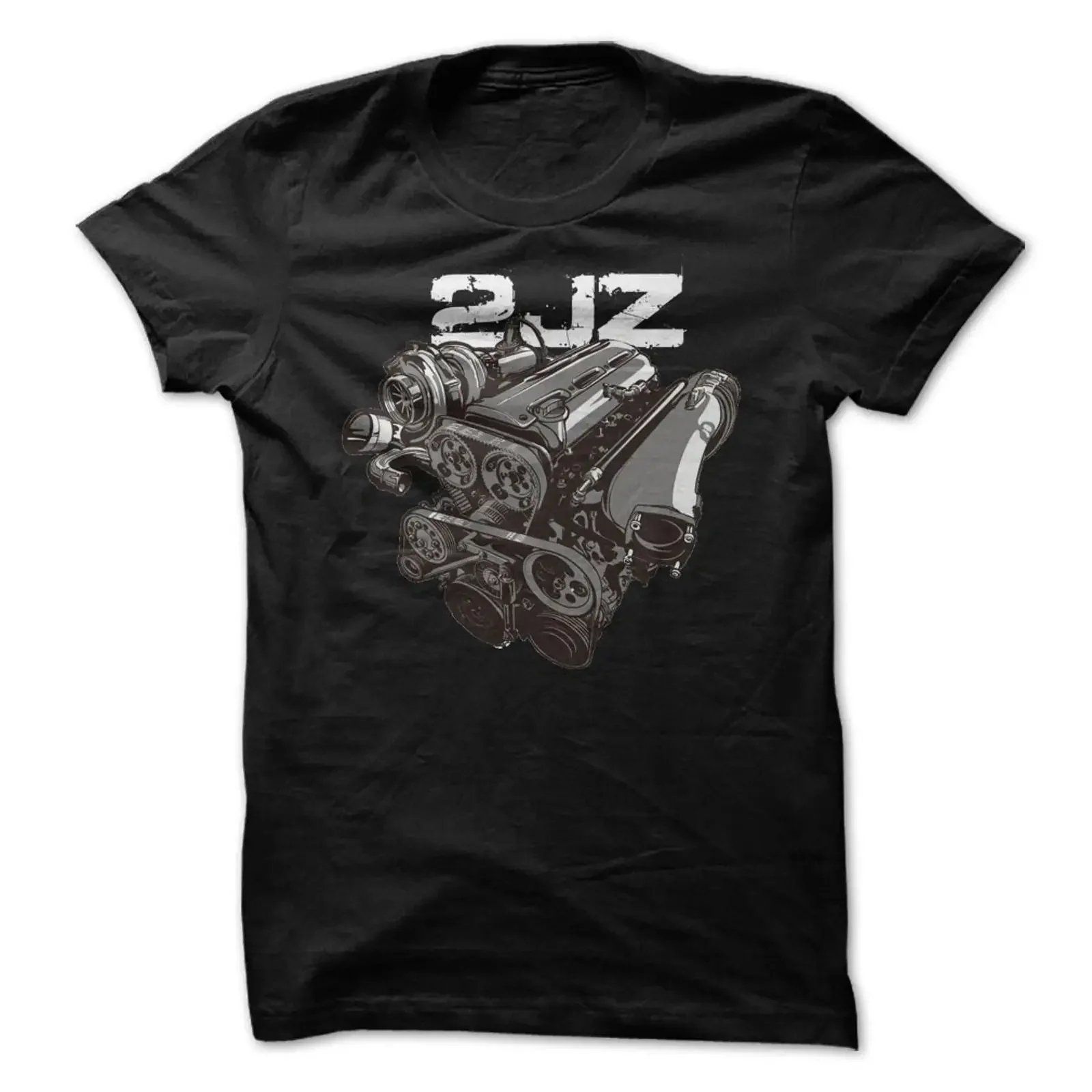 2JZ Motor Engine T Shirt vintage Washed designer clothes homme Stretched Versatile Comfortable Slightly graphic streetwear