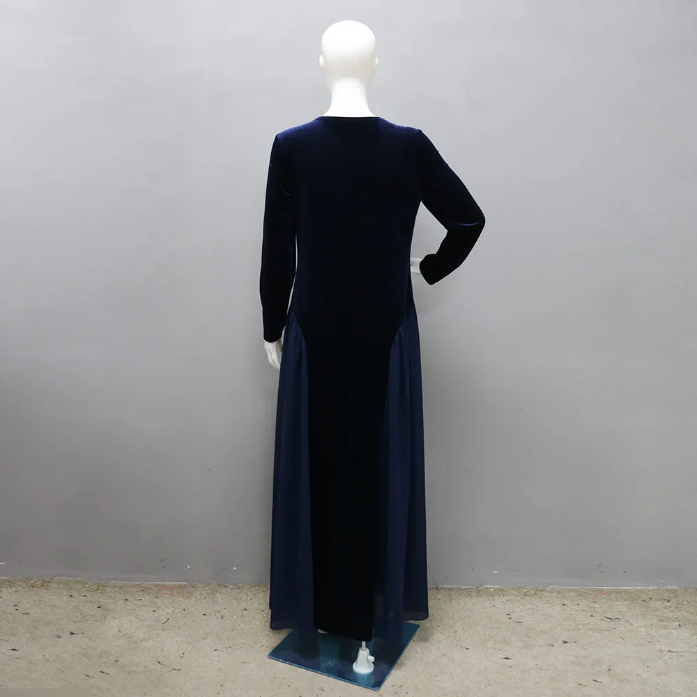 المرأة دبي العربية مسلم المخملية الشيفون الربط الماس مساء اللباس جلابية الملابس النسائية عباية رداء #6