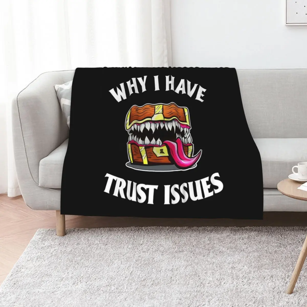 Mimic chest Why i have trust issues Throw Blanket Flannel Fabric Winter beds wednesday Nap Tourist halloween Blankets