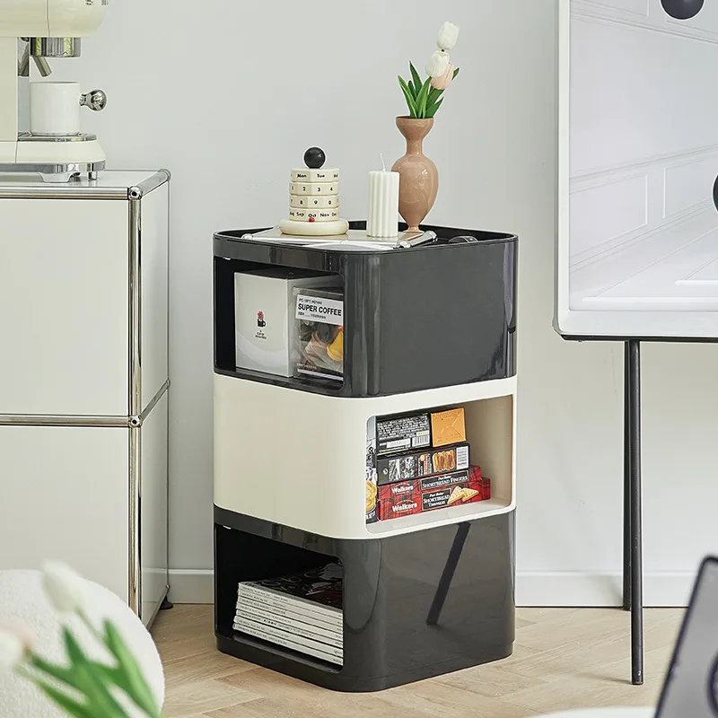 Nordic light luxury household bedside table small apartment multi-layer locker movable with wheels