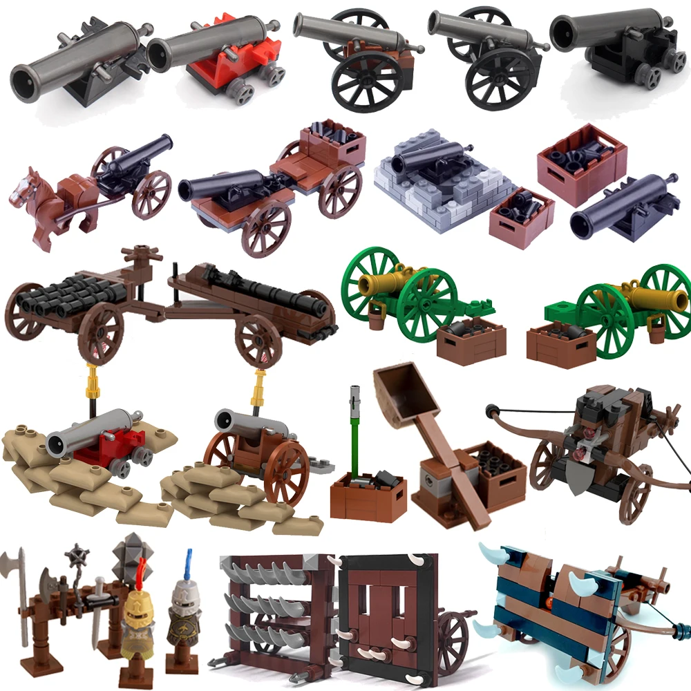 Bloco de construção de canhão militar medieval, campo napoleão, unicórnio, figura de bola de canhão, artilharia do exército qing, tijolo moc, brinquedos para crianças k047