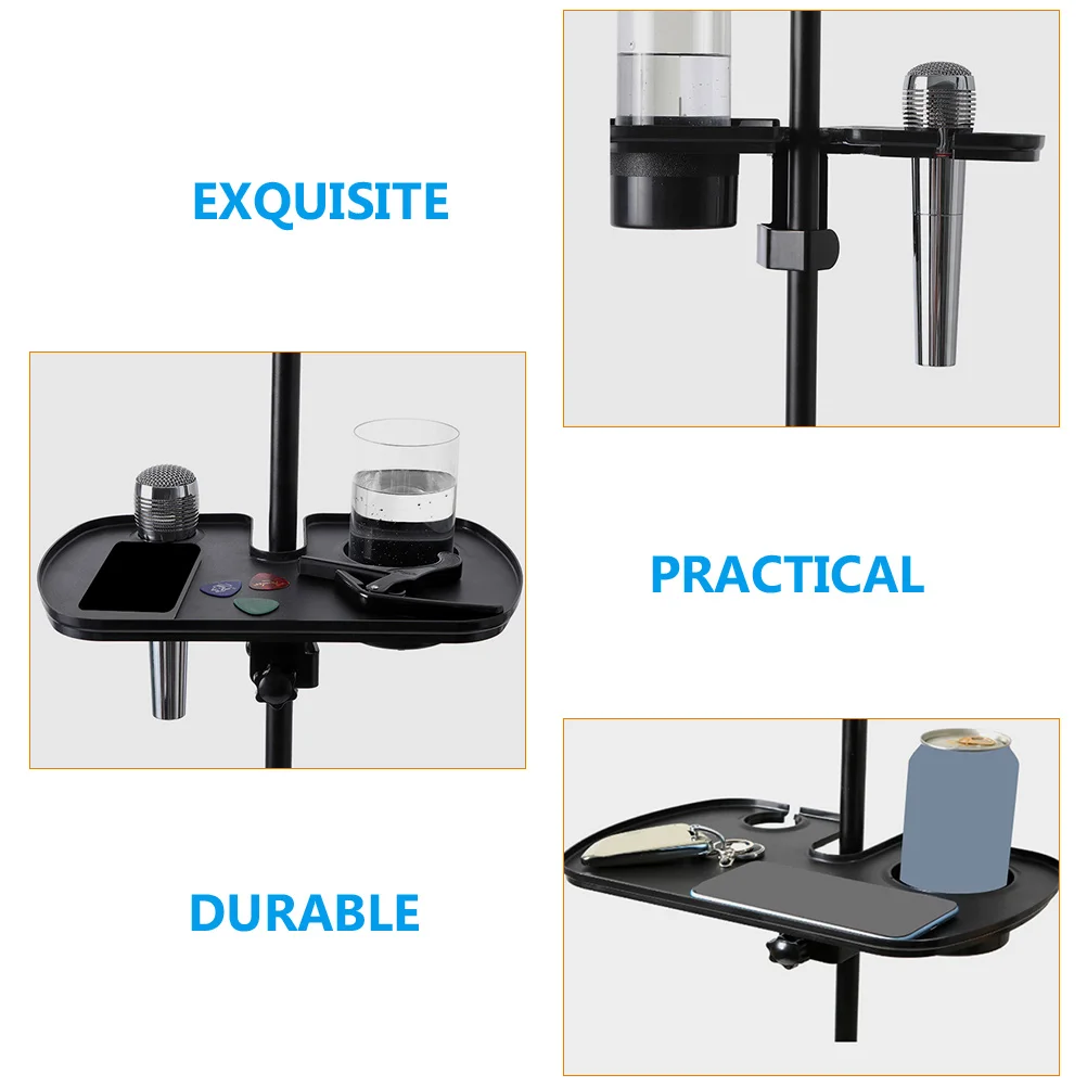 Plastic Pallet Microphone Stand Tray Microphone Rack Stand Holder Tray With Cup Holder Foot Pedal For Drink Holder Shelf