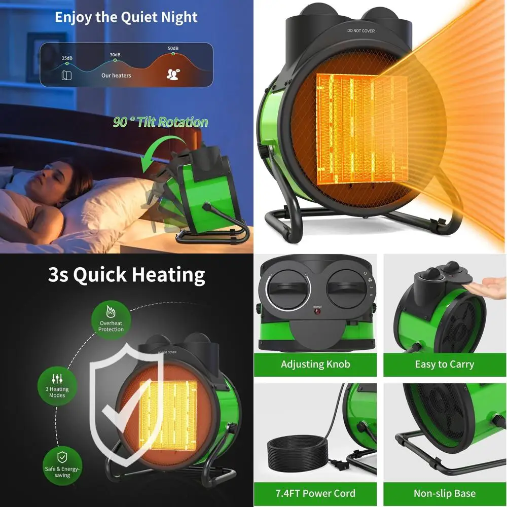 

Fast-Heat 1500W Portable Outdoor Patio Heater with Overheat Safety for Spaces & Greenhouses