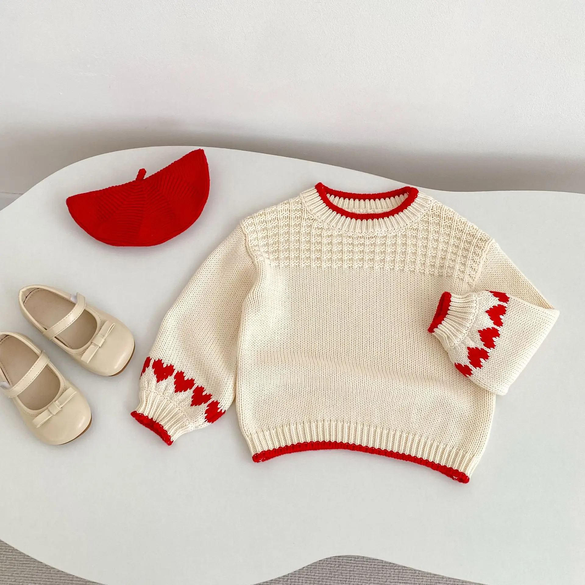 

Новая осенняя детская одежда для детей 0-3 лет, рождественский вязаный свитер, теплый пуловер с длинными рукавами.