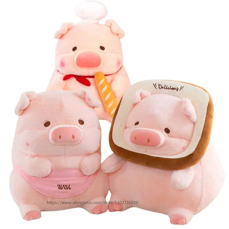 30-55cm Lulu Pink Fat Pig Doll Plush Toy Cosplay Piggy Cartoon Kawaii Fatty Animal Chef Pig Home Decor Birthday Gift For Kids