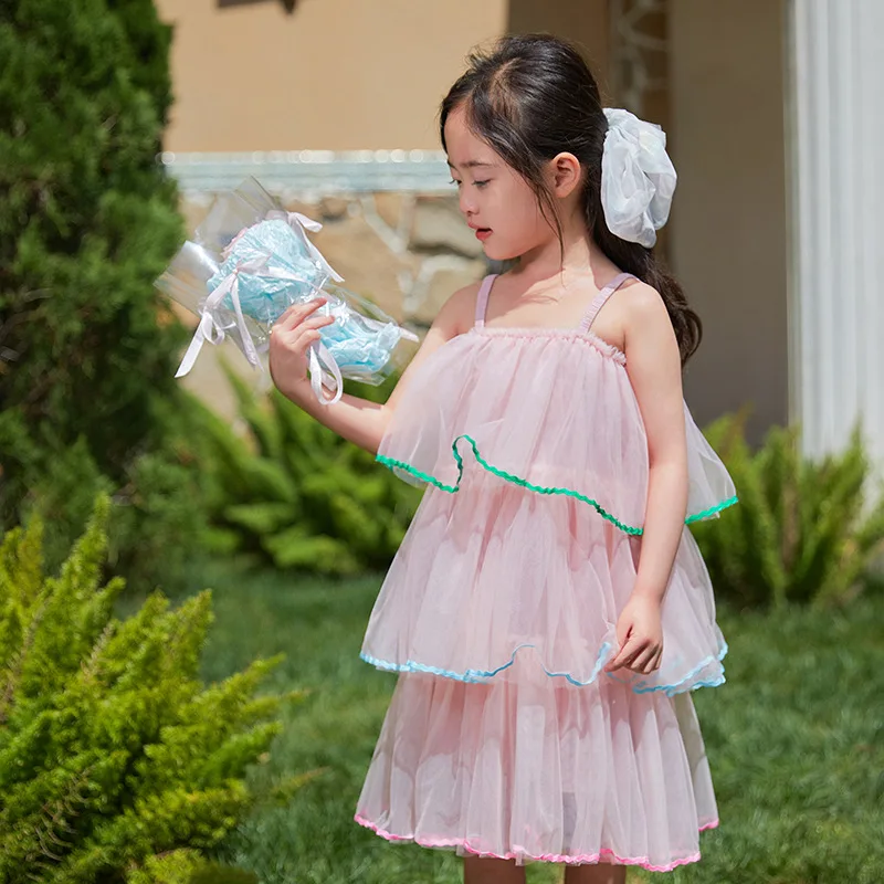 

Girls' Summer Dress 2025 New Skirt Medium and Small Children's Suspender Vest Skirt Summer Dress Children's Beach Skirt