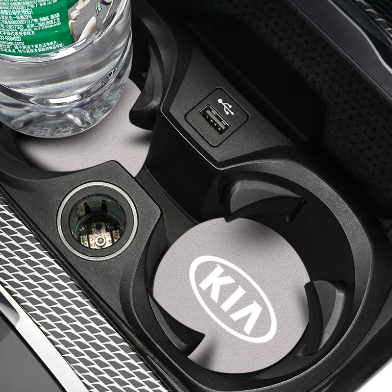 2 قطعة سيارة كوب ماء زجاجة حامل المضادة للانزلاق حصيرة وسادة الجلد المدبوغ لكيا سبورتاج Seltos كرنفال سورينتو Ceed ريو بوريغو فورتي K3 K5