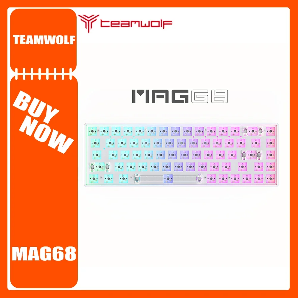 Teamwolf MAG68 Mechanical Keyboard Three Mode Low Delay RGB Customize Wireless Gaming Keyboard Hot Swap Pc Gamer Accessories