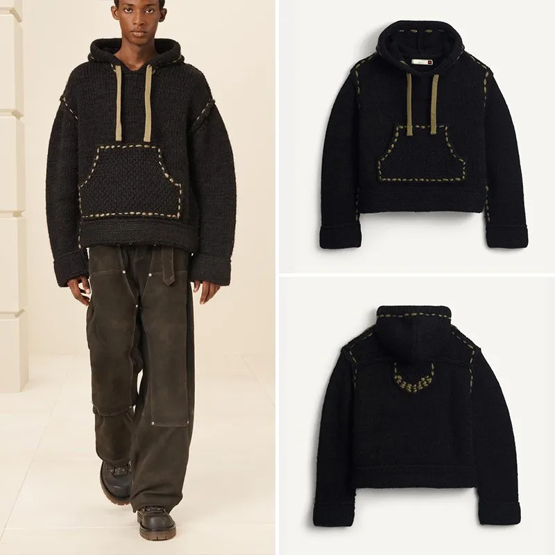 Jaqueta de Moletom Tricotada Fashion para Homens, Estilo Curto, Manga Longa, Versátil, Pullover Juvenil, Marca Zadata