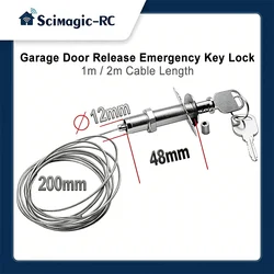 Serrure à clé d'urgence pour porte de garage, 1m, 2m, longueur de câble, haute qualité