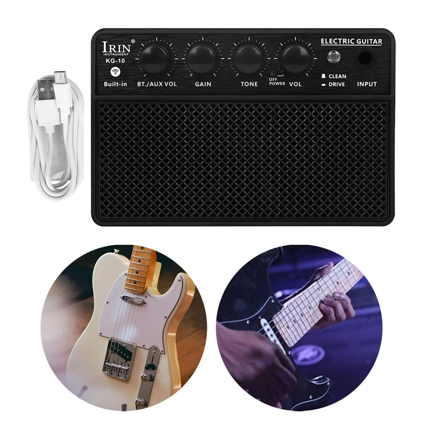 

Electric Guitar Amp USB Powered Lightweight Small Portable Guitar Amp Amplifier 10W for Stage Perforance Concert Daily Practice