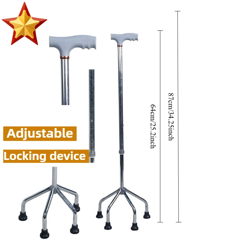

Crozier Cane Walking Stick Crosier Aluminum Alloy Four-legged Crutches Non-slip Retractable Hand Crutches Lightweight Mobility