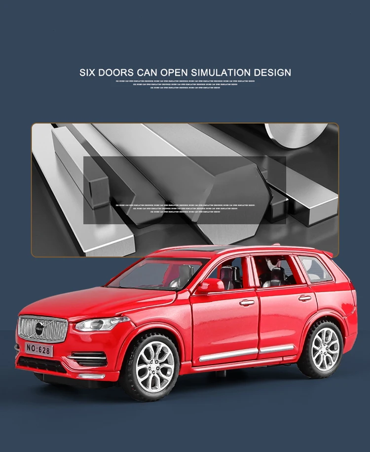 1:32 XC60 XC90 SUV Off-road Diecast Alloy Car Model Toy Cars Sound Light Pull Back Car Vehicle Children Toy Collection