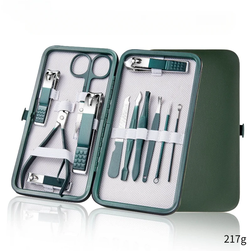 Ensemble de manucure professionnel en acier inoxydable, coupe-ongles, outils de soin des ongles, étui de voyage en cuir, hommes et femmes, 7-18 pièces