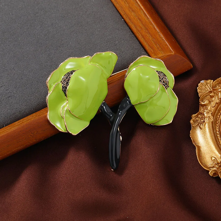 Shmik خمر الفاوانيا الزهور المينا تصميم بسيط دبابيس شارات للنساء أنيقة النبات الأوسط اكسسوارات الزفاف دبابيس