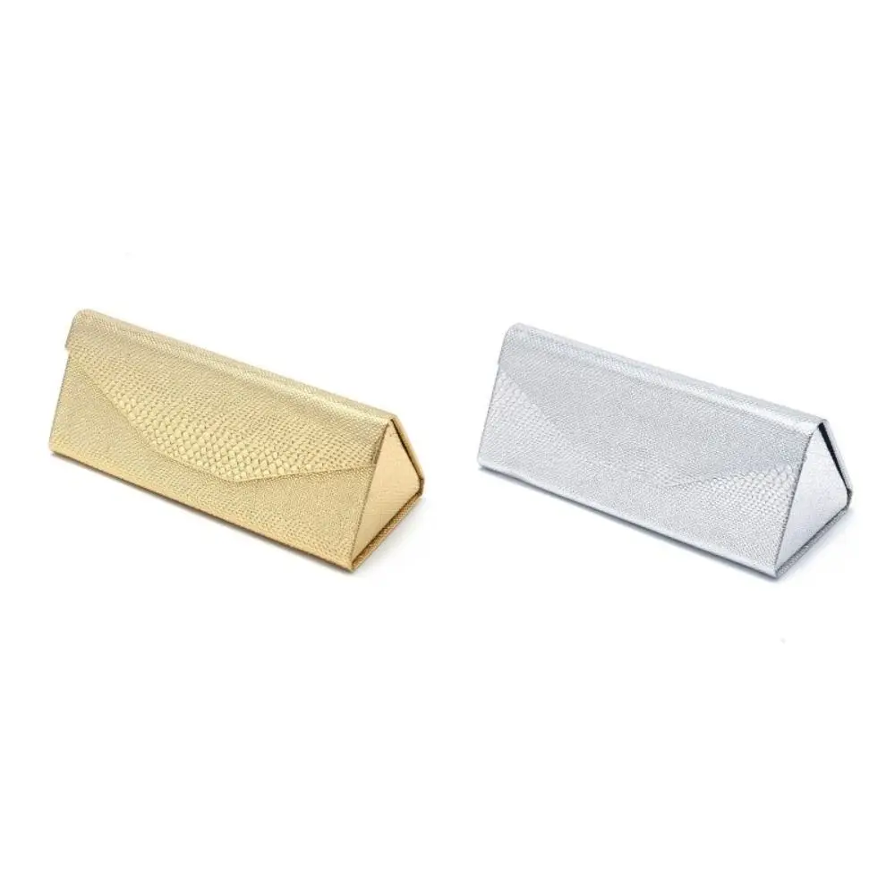 Portable Triangle Sunglasses Box Folding PU Waterproof Strong Magnet Eyewear Case Glasses Protective Organizer Solid Color