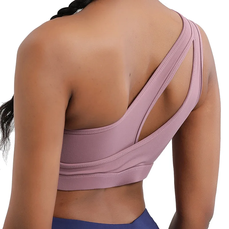 Reggiseno sportivo Push Up Fitness da donna una spalla che assorbe gli urti Yoga reggiseno da corsa Yoga tinta unita gilet Sexy E854