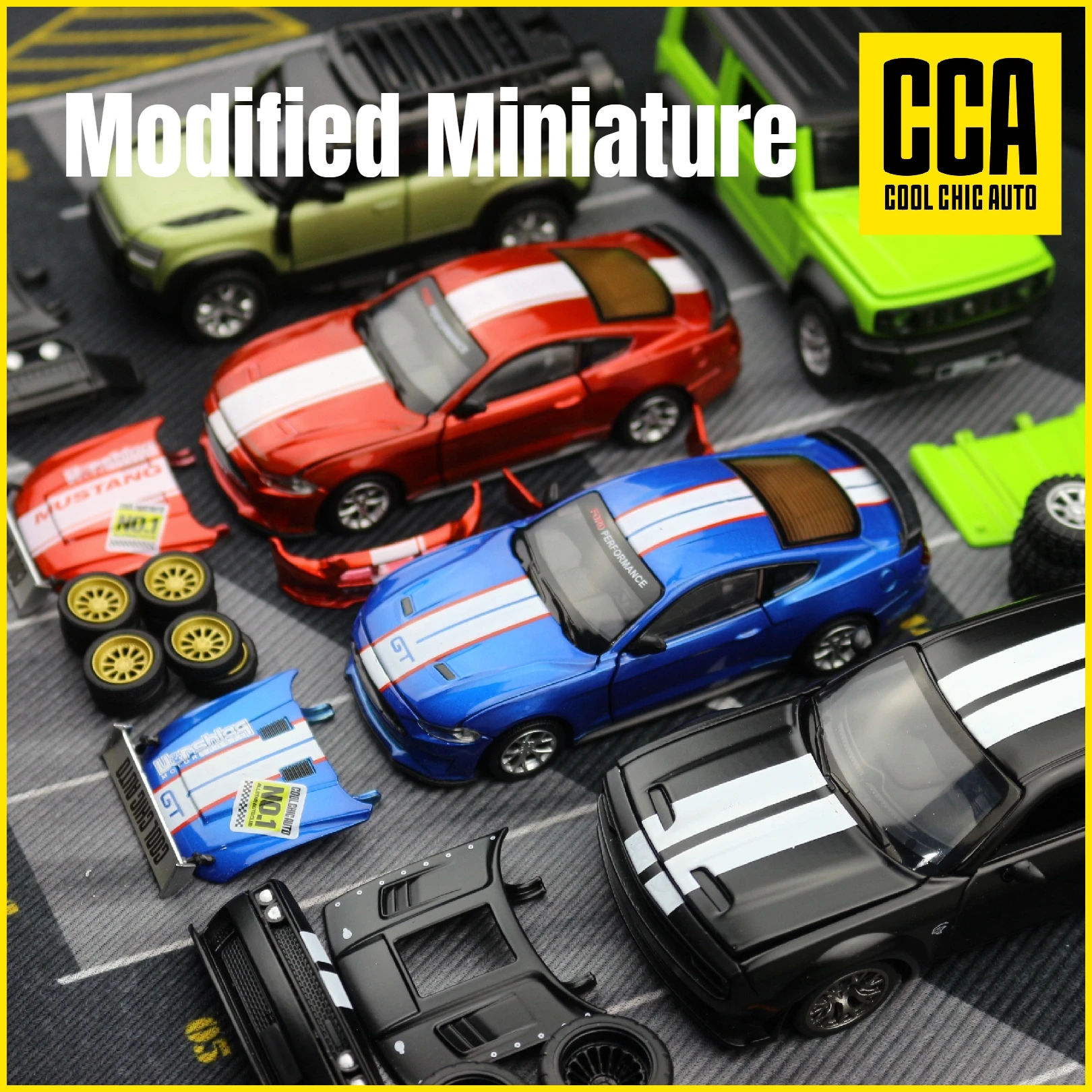 CCA Assembly Model Kit 1/36 Dodge Hellcat 1/43 Ford Mustang Land Rover Suzuki Jimny Toy Car Diecast Alloy Collection Kid Gift