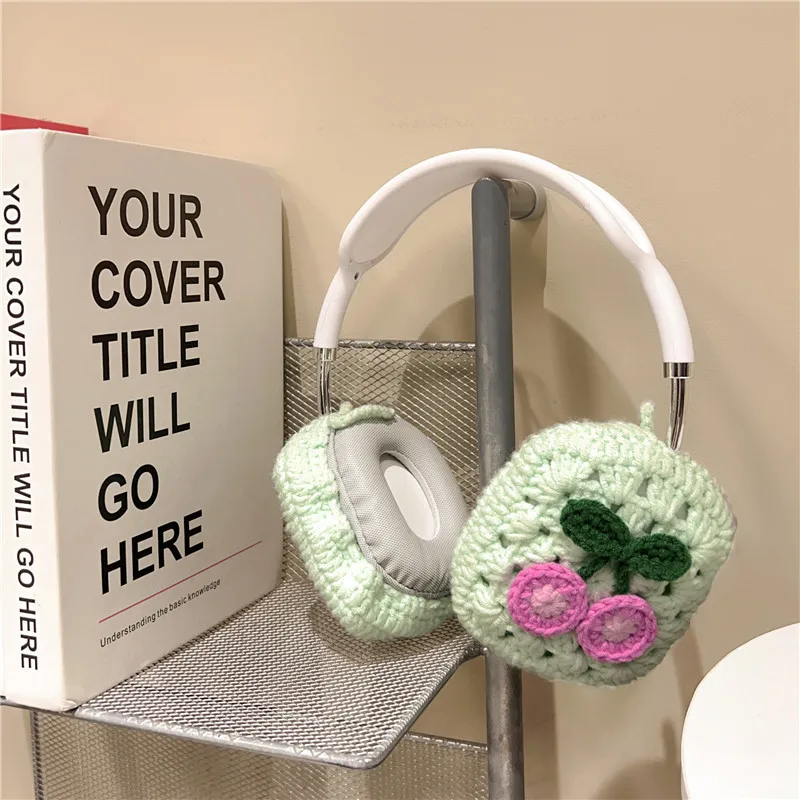 

For AirPods Max Headphones Protective Cover Fashion Plush Knitted Cute Cherry Earphone Case Customized Earphone Accessories Gift