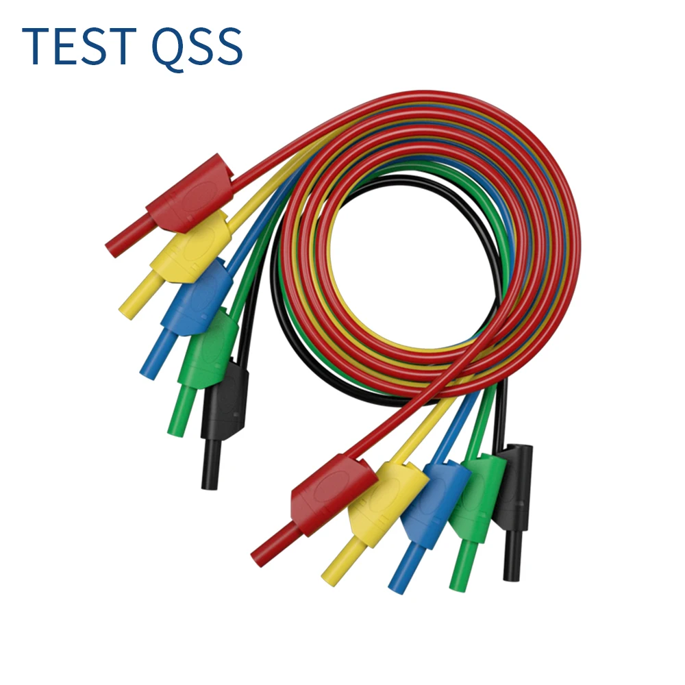 

QSS 5PCS Multimeter Test Leads Dual 4MM Banana Plug Fully Insulated Safety Stackable Copper Cable Test Tool Accessories Q.70016