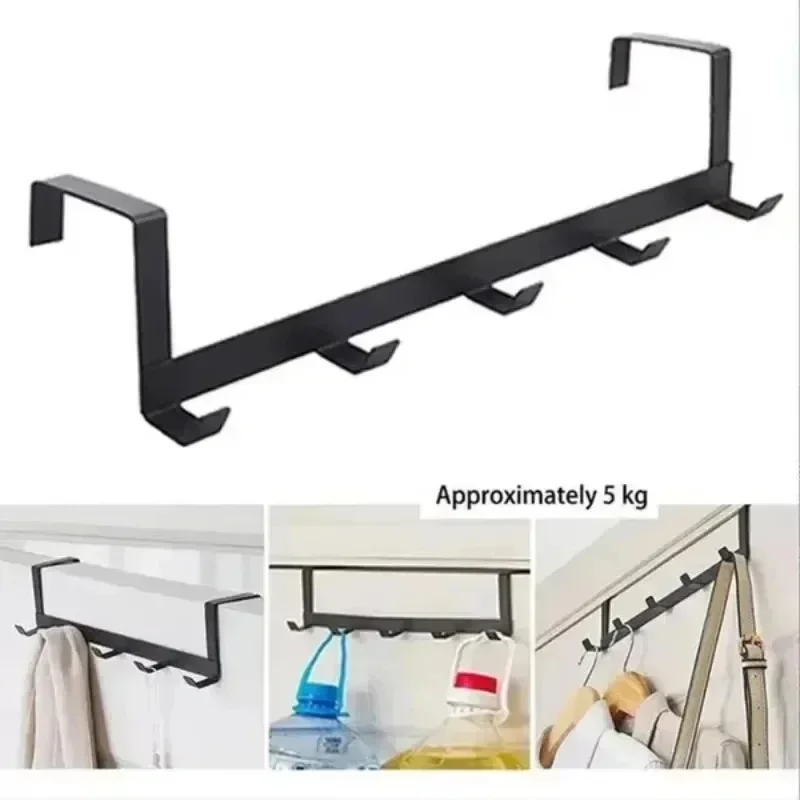 Hooks Over The Door 5 Hooks Home Key Hanging Storage Rack Clothes Coat Hat Towel Hanger Organizer Bathroom Kitchen Accessories
