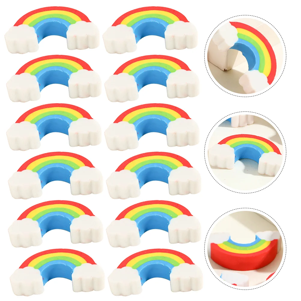 100 Pcs Erasers for Kids Rainbow Bridge Cartoon Model Portable Delicate Mini Classroom Drawing Accessory Office Cute Child