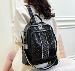 New Fashion Women High Quality Leather Travel Backpack Large Capacity Shoulder Bags School Bag for Teenage Girls Sac A Dos