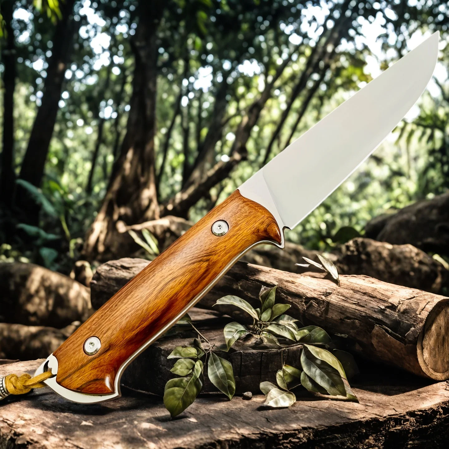 Cuchillo de caza con funda Tevik de acero de alta dureza, quilla de una sola pieza, cuchillo de supervivencia de madera de hierro para desierto, regalo para hombres