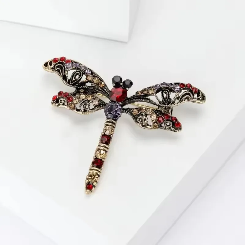 Mode Kristall Vintage Libelle Brosche Große Insekt Broschen Für Frauen Pins Hochzeit Schmuck Zubehör
