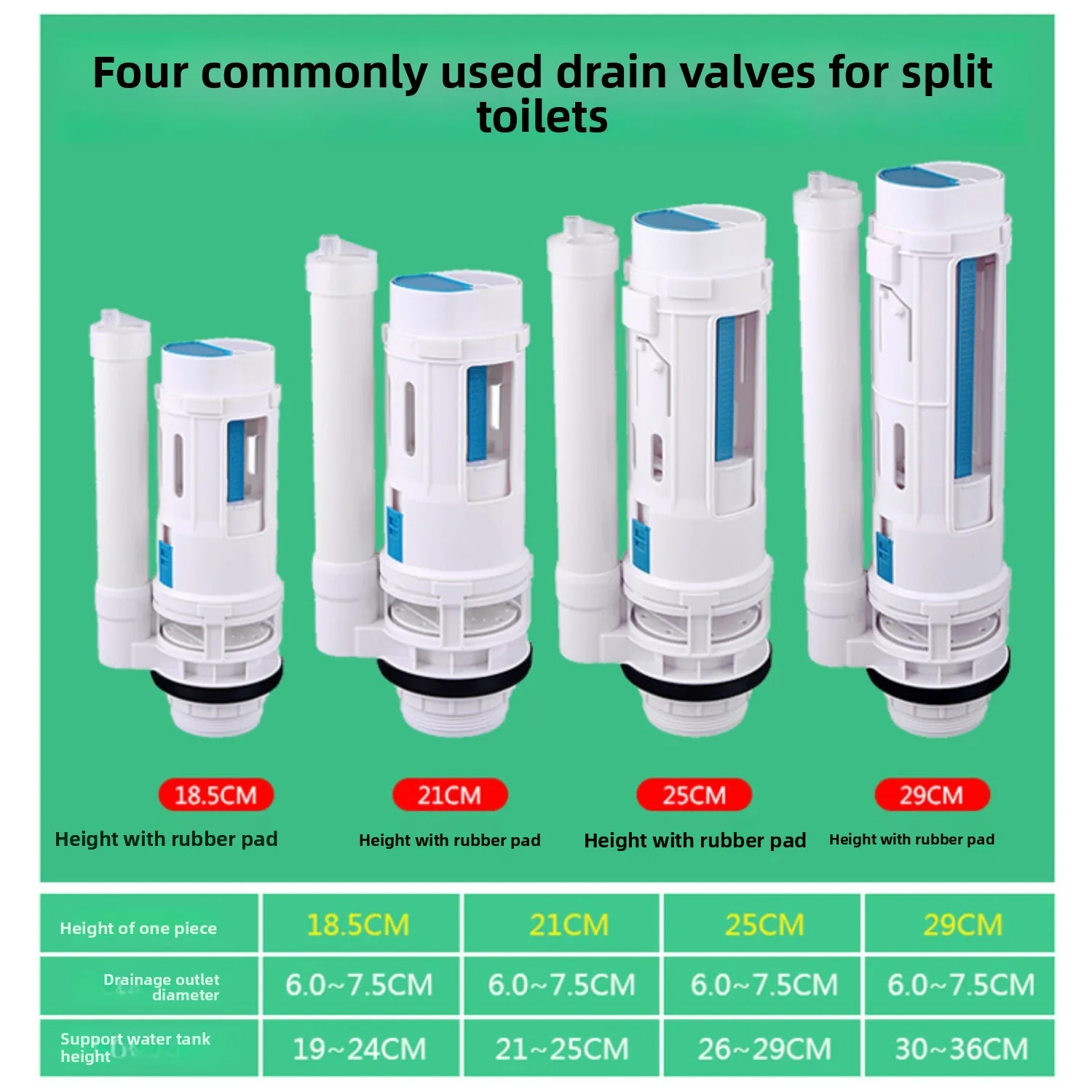 

Split toilet double button drain valve toilet outlet valve plastic water tank accessories