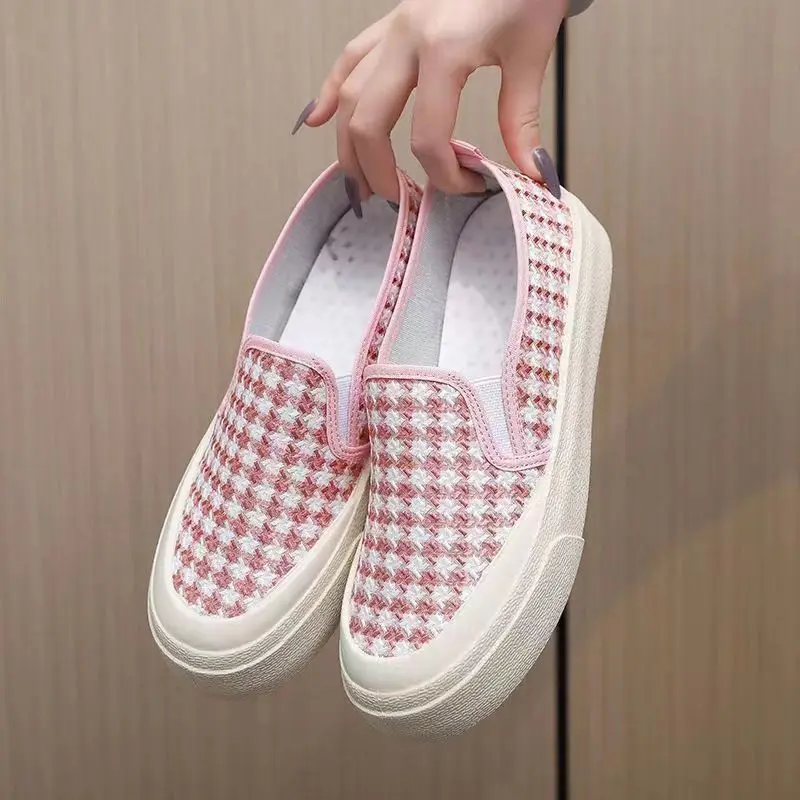 Women's Canvas Shoes Breathable Light Weight Flat-bottom Single Shoes Comfortable Fashion Casual Outdoor Walking 2024 Summer