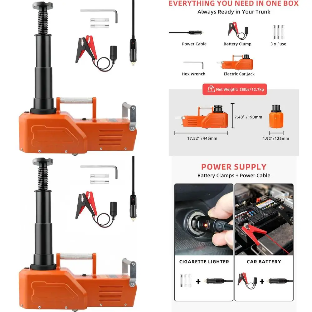 

12V 15-Ton Heavy-Duty Electric Car Jack with LED Light for SUVs, Trucks, and Vans, Lift Range 7.9-20.5 Inches