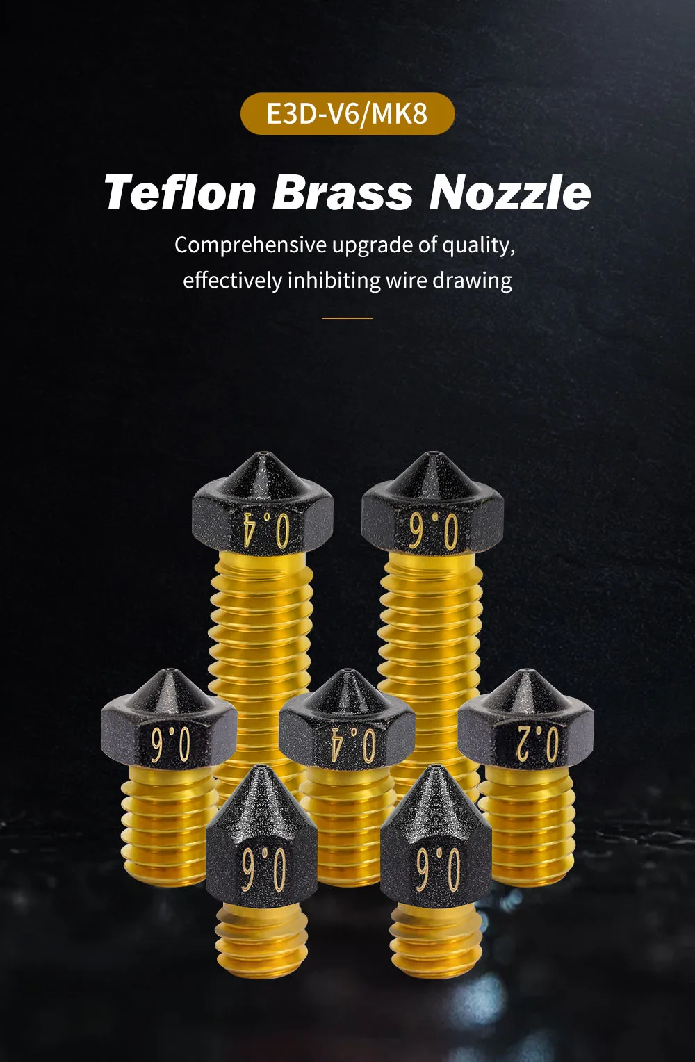 

Сопло MK8 E3D Volcano Brass 0.2MM 0.4MM 0.6MM 0.8MM для экструдера, антипригарное, для 3D-печати деталей