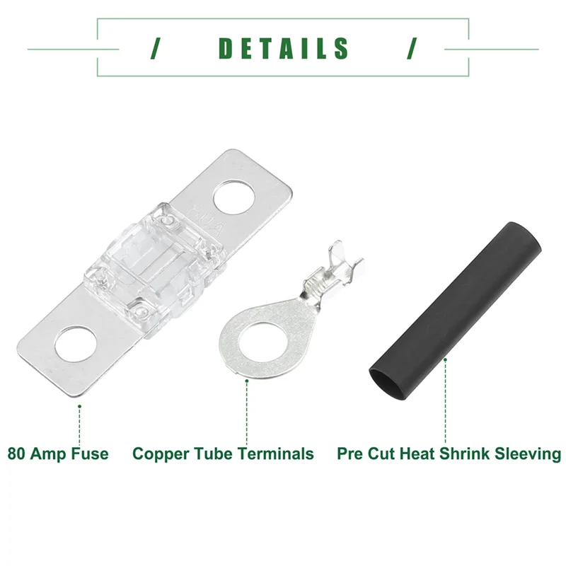 ANS Fuse Holder Kit For Dual Battery System, Fuse Holder, Tube Terminals, Pre Cut Heat Shrink Sleeving ,6 Set (80A) Easy To Use