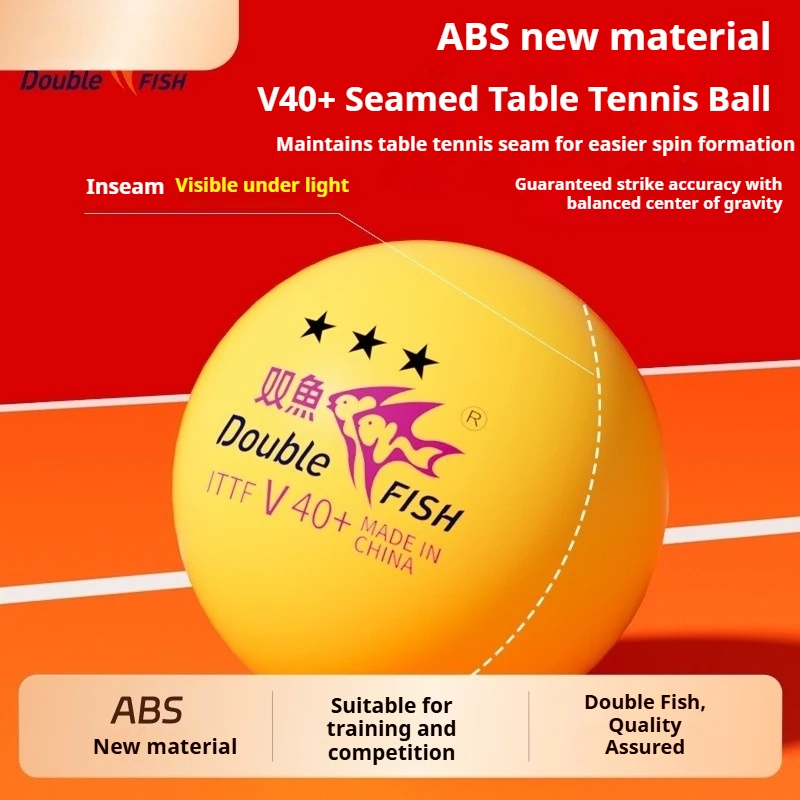 DOUBLE FISH Table Tennis Balls 0/1/2/3 Star ABS New Material with Seam ITTF Approved Ping Pong Balls for Training 10 Pcs/Box