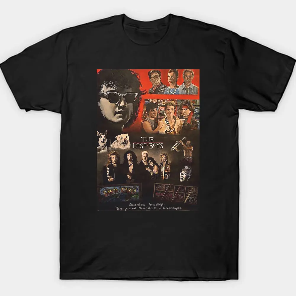 Magliette grafiche vintage The Lost Boys David Vampire Babbo Natale Carla Spaventoso Halloween top Film horror Abbigliamento da uomo di grandi dimensioni