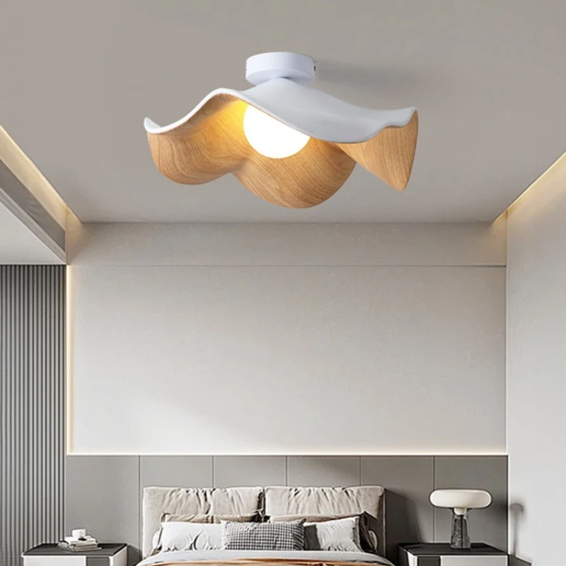 Lotus Leaf Restaurant Original Wood Grain Color Nordic Creative Flower Homestay Bar Japanese Wabi Sabi Wind Table Cellling Lamp