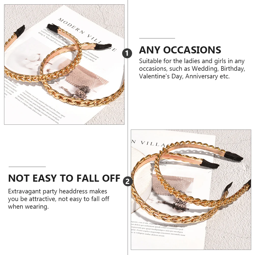 

2Pcs Metal Hair Hoop Vintage Headb s Women Bridal Accessories Party Headdress Photography Props Hair Tools Adult