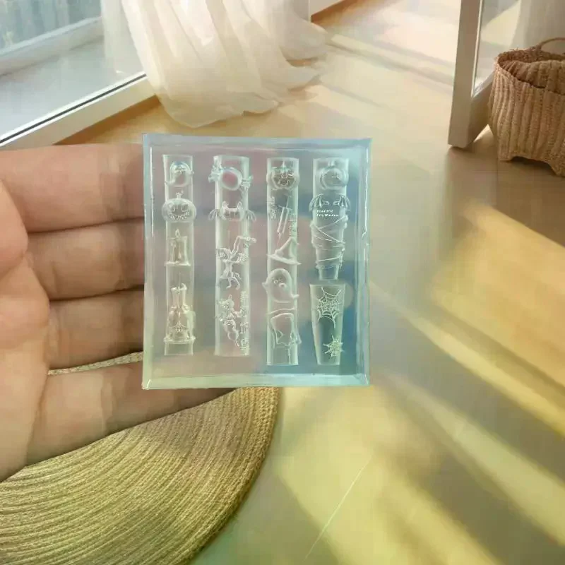 هالوين 3D سيليكون مسمار العفن اليقطين الجمجمة الخفافيش شبح العنكبوت ويب الأظافر قوالب مانيكير تصميم أدوات DIY مسمار الفن الديكور #3