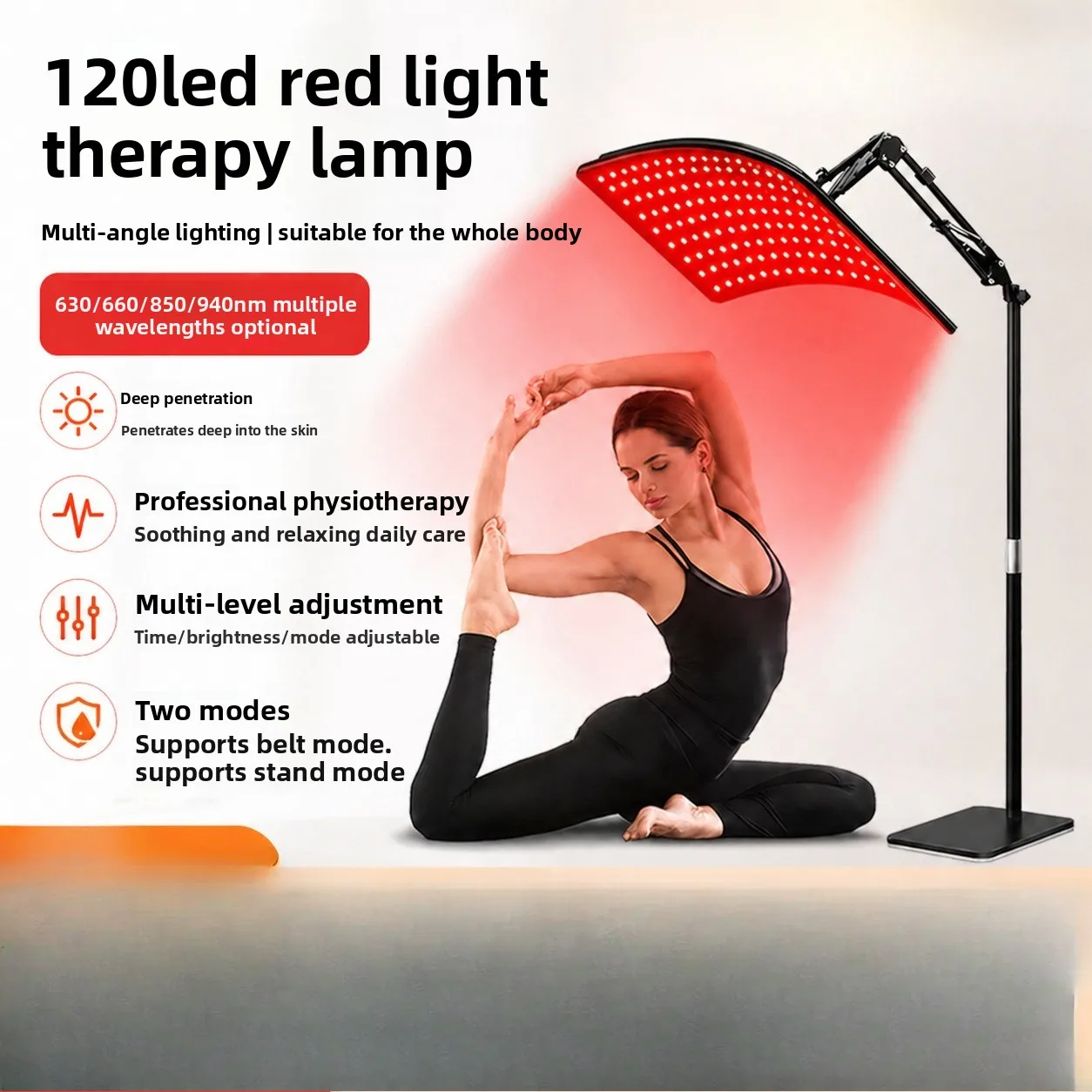 120LED Red Light Physiotherapy Light, Removable 360 Degree Red Light Home Belt Mode Infrared Light