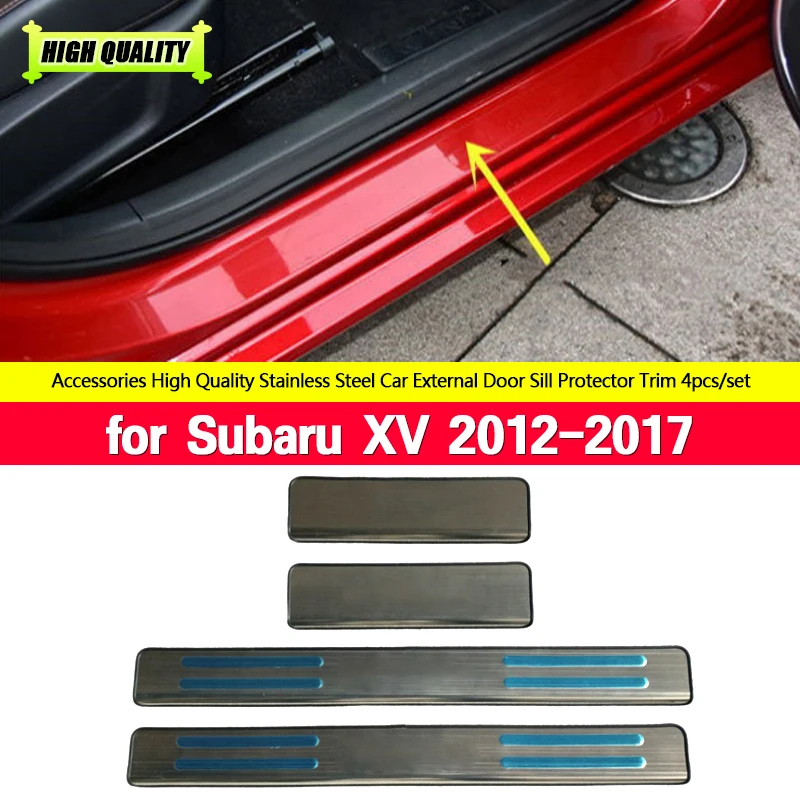 

Car Scuff Plates Stainless Steel Door Sill Strip Welcome Pedal Auto Accessories for Subaru XV 2012- 2017 4pcs Car Styling